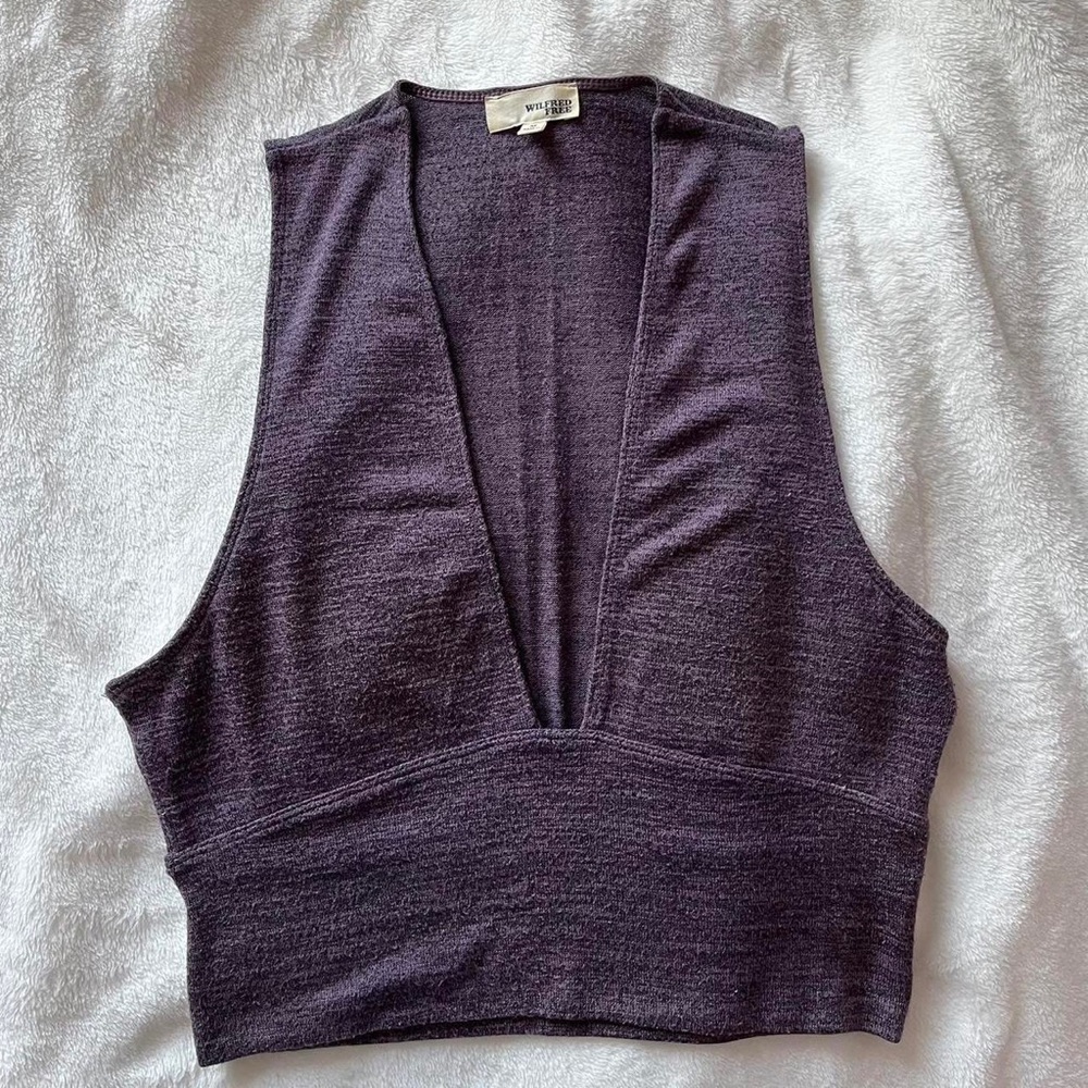 Aritzia Wilfred free purple deep v neck top